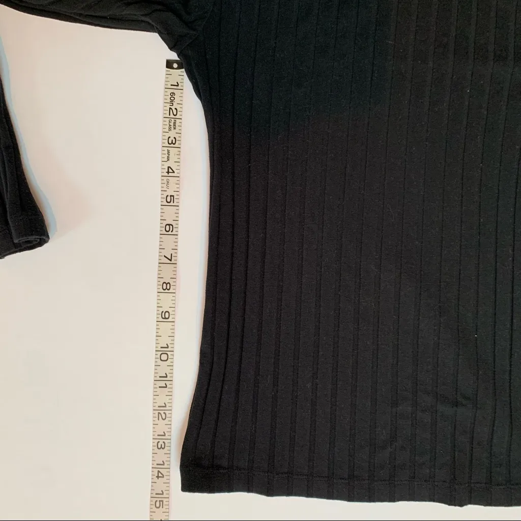 a new day black wide ribbed long sleeve high crew neck top size small - Image 7