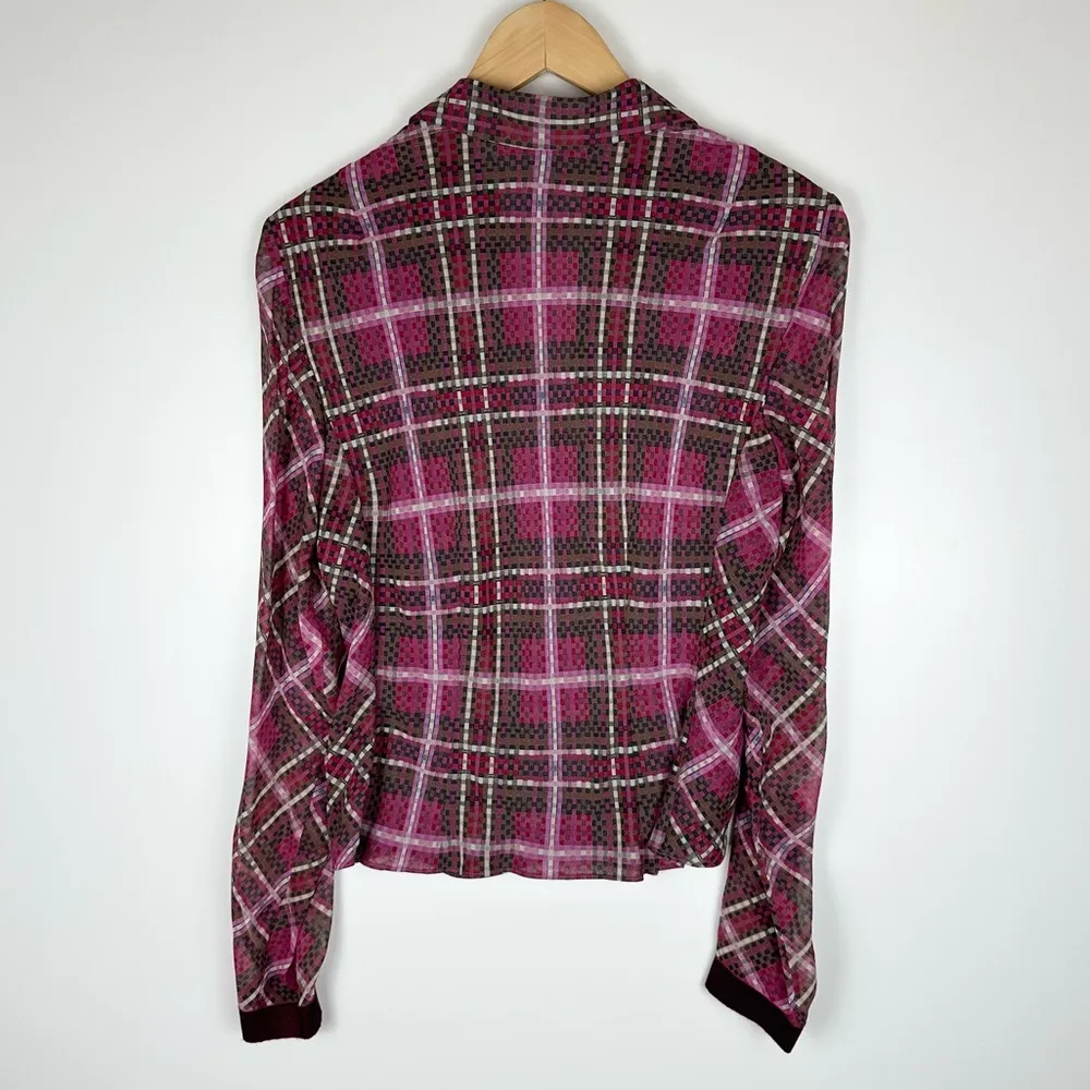 Kay Unger Plaid Metallic Blouse - Image 5