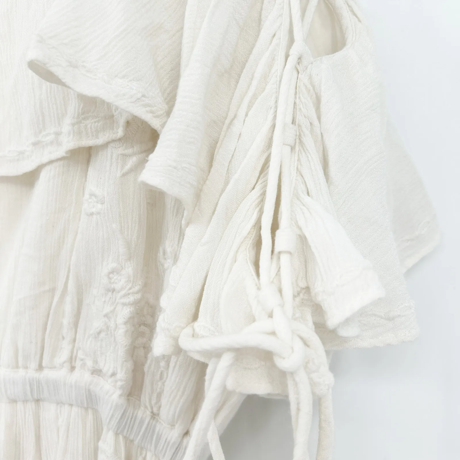 Club Monaco Womens Boho Beachy Floral Embroidered Fredelin Midi Dress XS White - Image 6