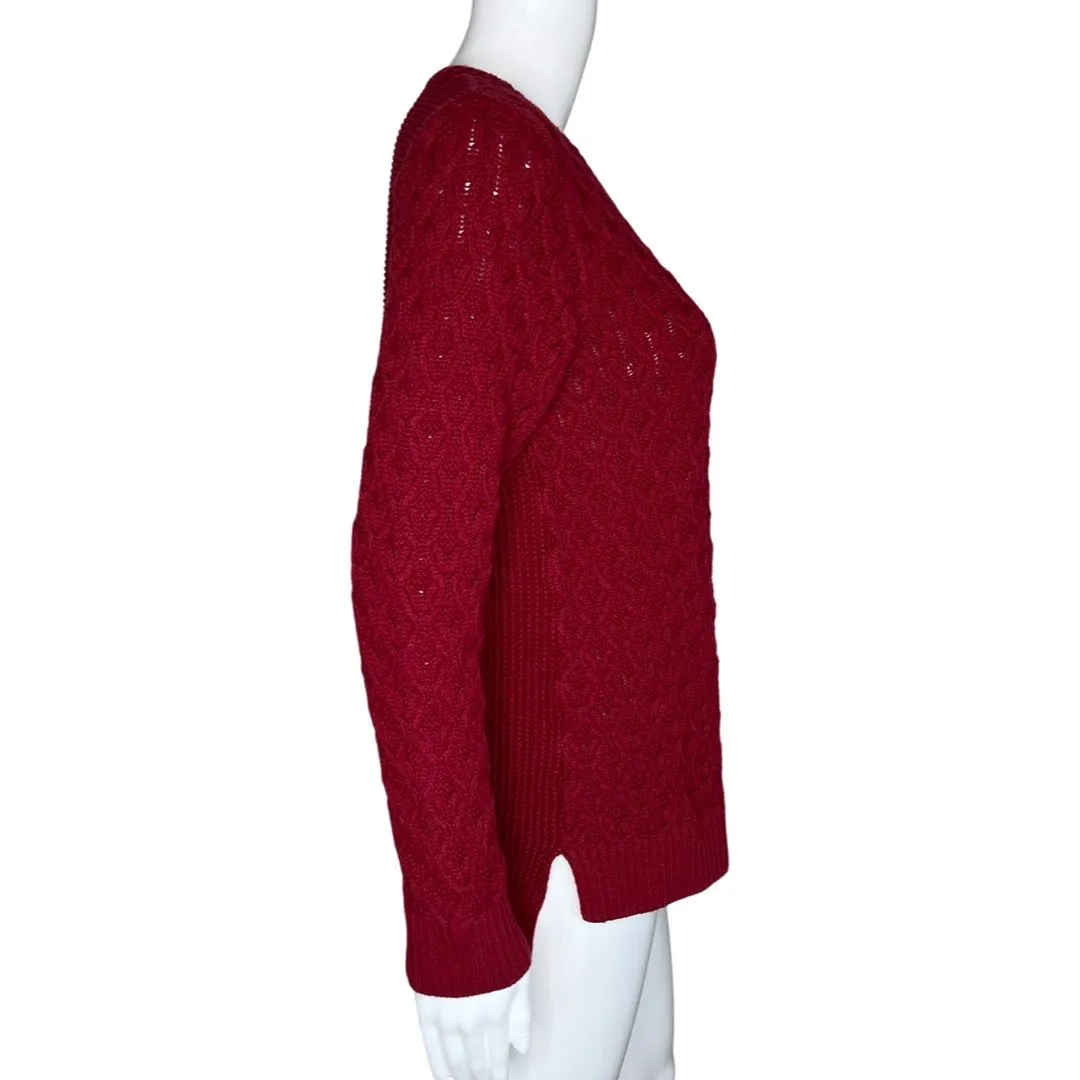 Jeanne Pierre Sweater Womens Medium Red Chunky Knit Everyday Basic Office Casual - Image 2