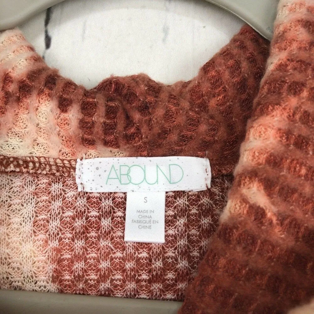 NWOT Abound Size S Tie Dye Waffle Knit Crop Top Cowl Neck Long Sleeve Orange - Image 4