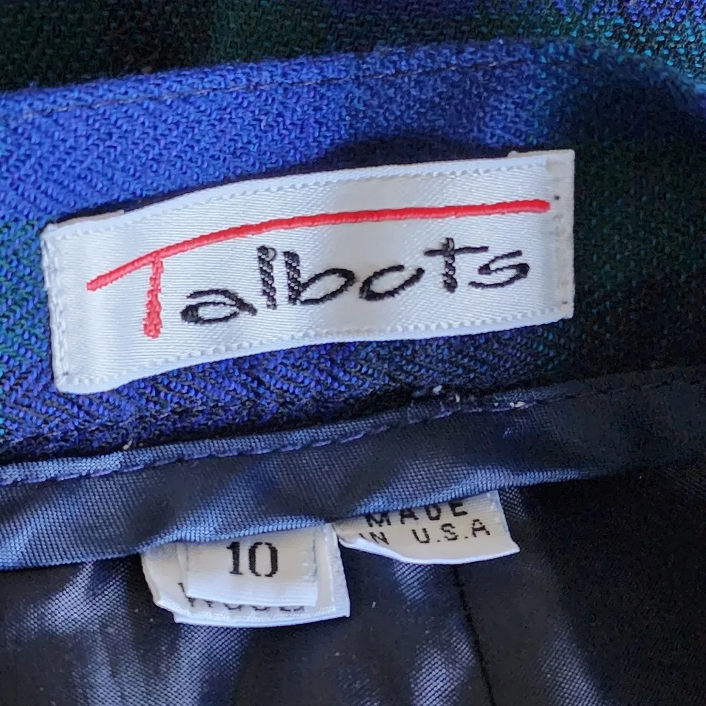 Talbots Wool Blue Plaid Pleated Front Pants - Image 8