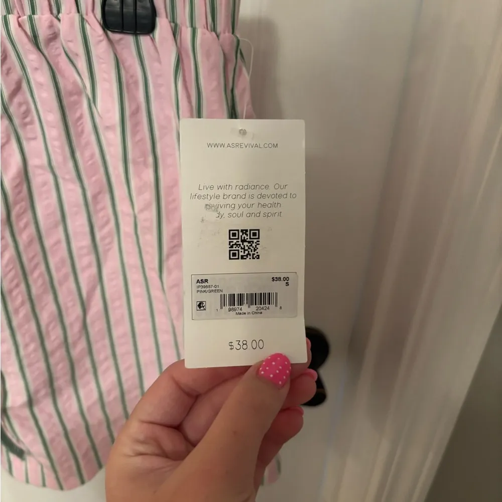 NWT Altar’d State Revival Pink and Green Striped Boxer Shorts size small - Image 2