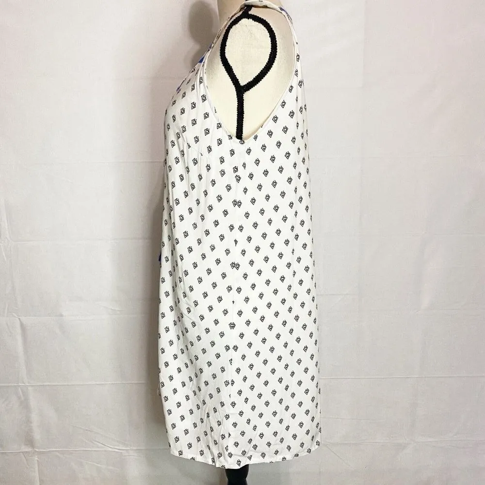 NWT THML Sundress Embroidered White Blue Sleeveless Size XS Lined Tassels - Image 4