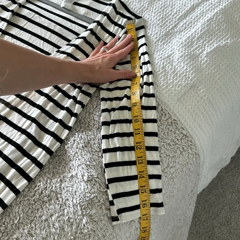 Heimish USA Women's S Open Front Lightweight Cardigan White Black Stripe Preppy - Image 8