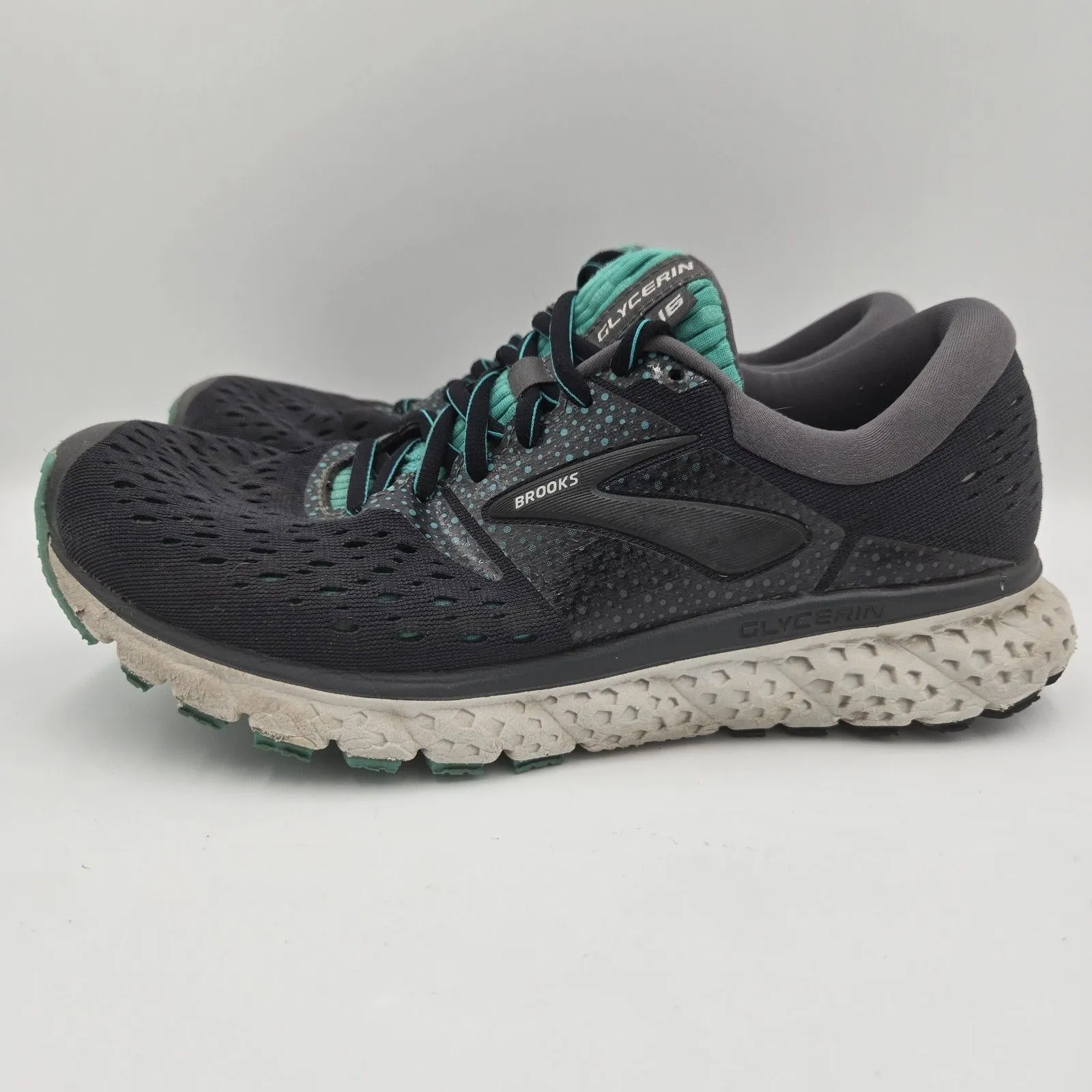 Brooks Glycerin 16 Running Sneakers Womens Size 9 D Wide Gray Green NO INSOLES - Image 5