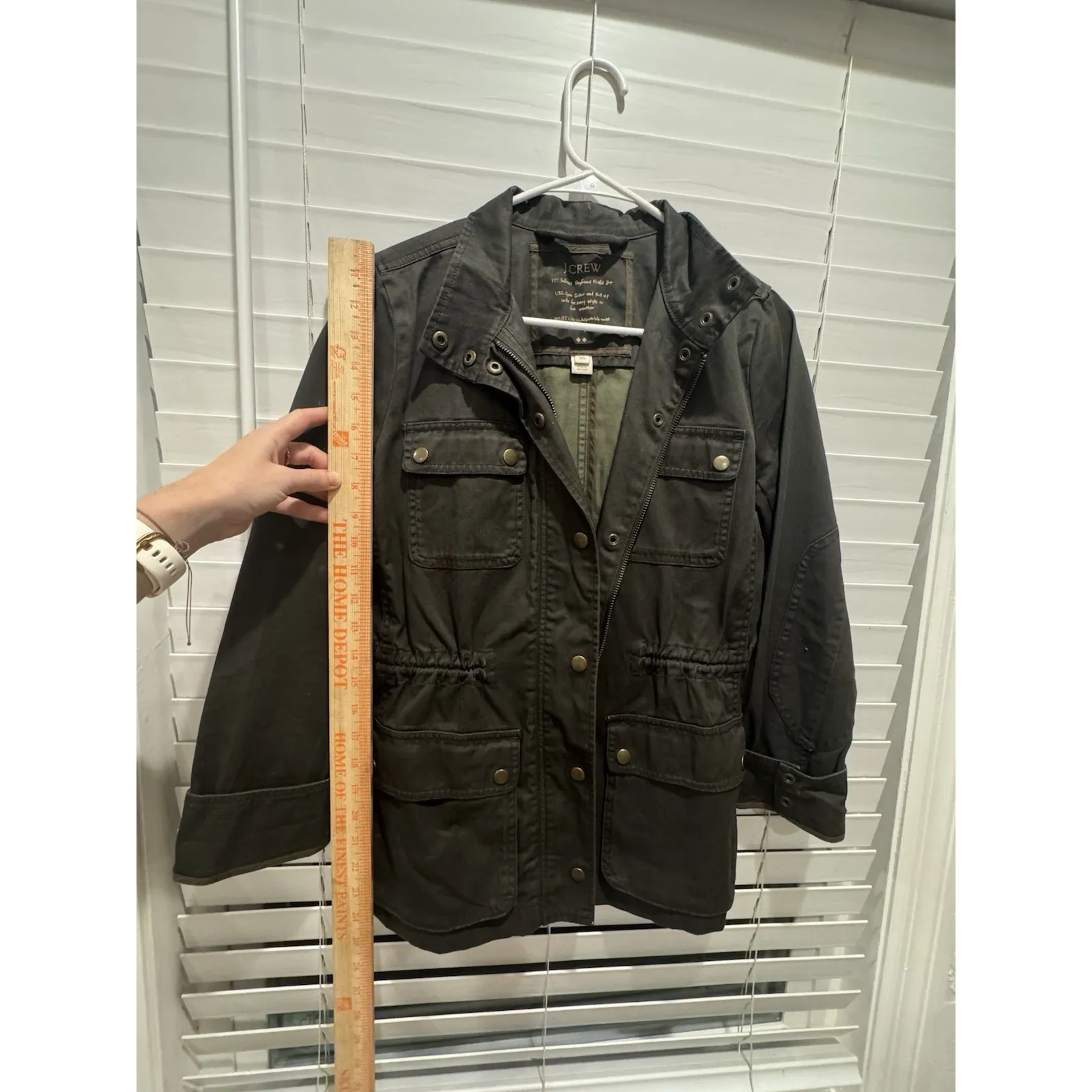 J Crew Relaxed Boyfriend Women's‎ Cotton Field Army Green Barn Coat Jacket XS - Image 7