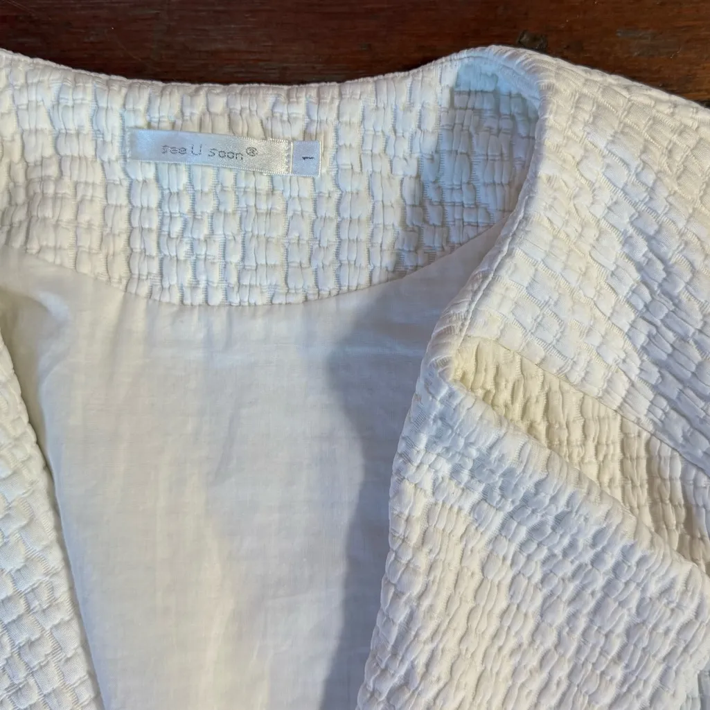 See U Soon Dacka Soft White Textured Blazer Style Jacket ~ Size 1 (S/M) 💛🍄 Size M - Image 7