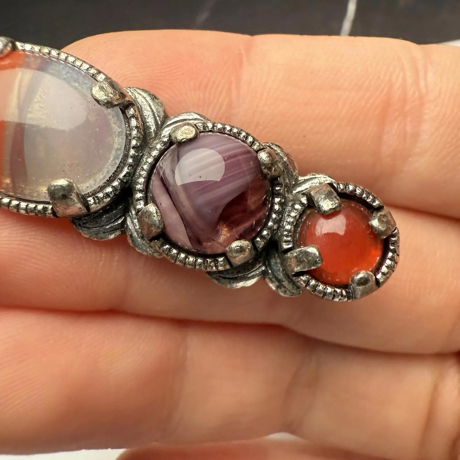 Miracle Celtic Style Multi Color cabochon Brooch Pin Silver Tone Gold - Image 5