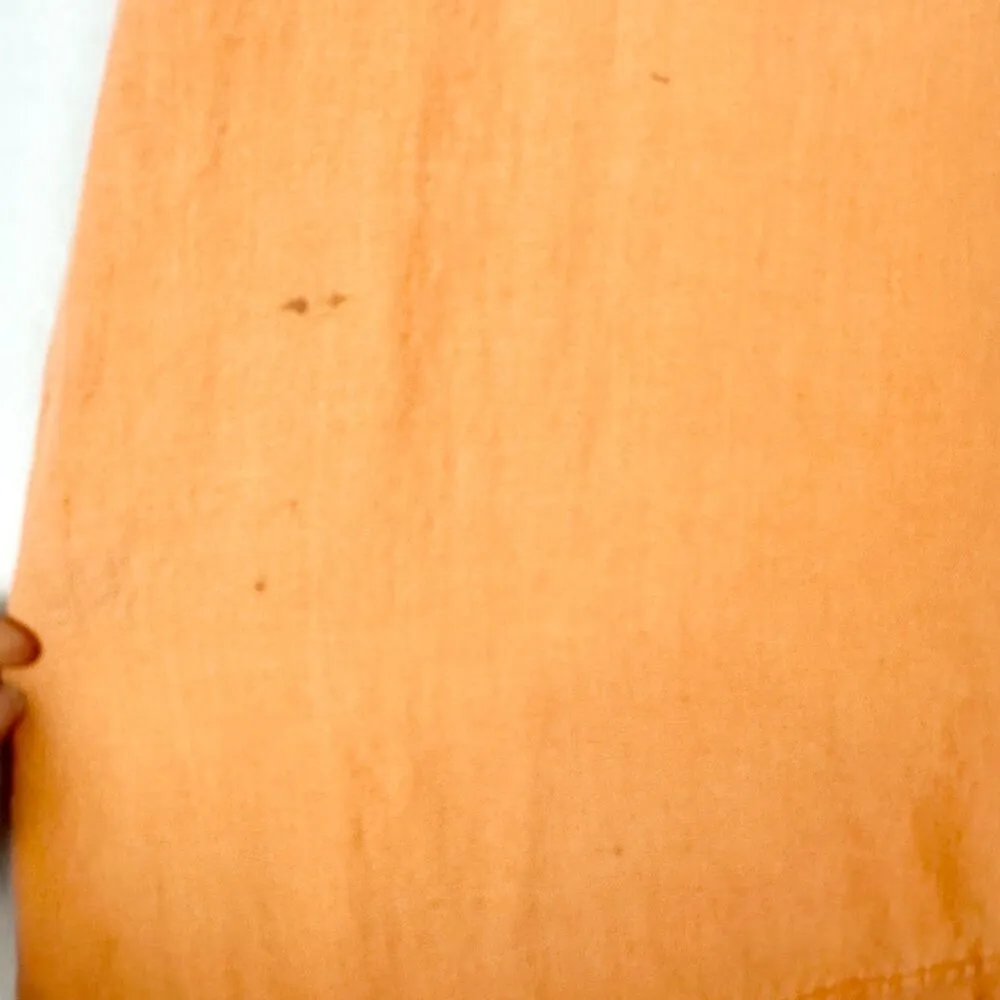 Flax Linen Midi Dress Size Medium Oragne Lagenlook Beach Vacation Pockets - Image 6