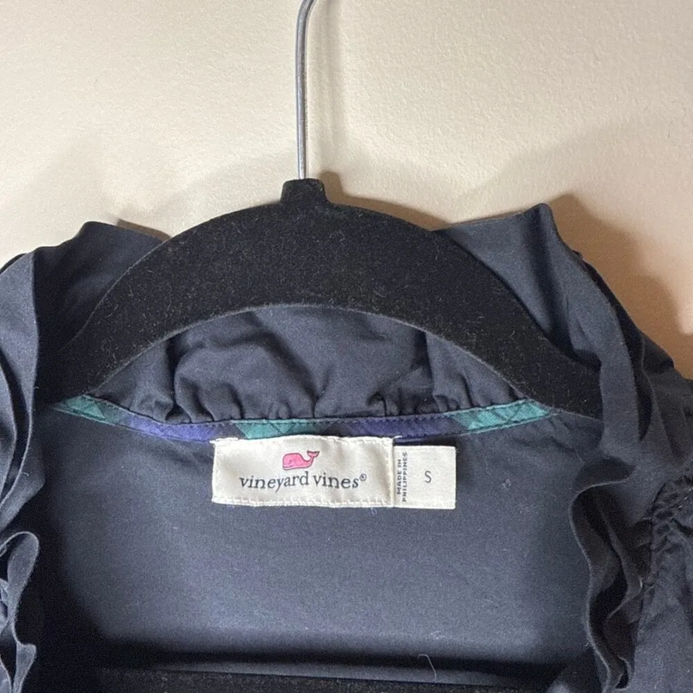 Vineyard Vines Small Pullover Ruffle V-Neck Tartan Plaid Trimmed Top Long Sleeve - Image 5