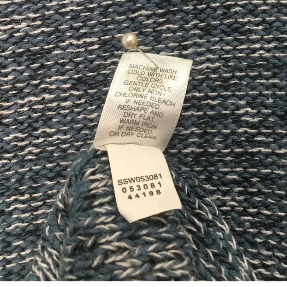 Pure Jill Sweater Womens M J Jill Knit Long Sleeve 1 Patch Pocket Marled Teal - Image 10