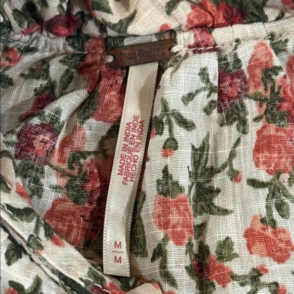 Free People Floral Blouse in Orange and Green vintage combo - Image 7