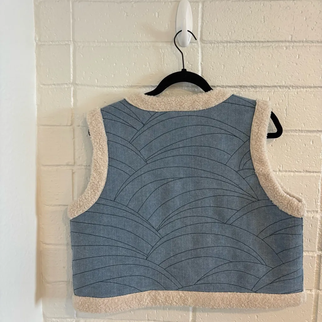 Nooki London denim Sherpa vest Blue Size M - Image 6