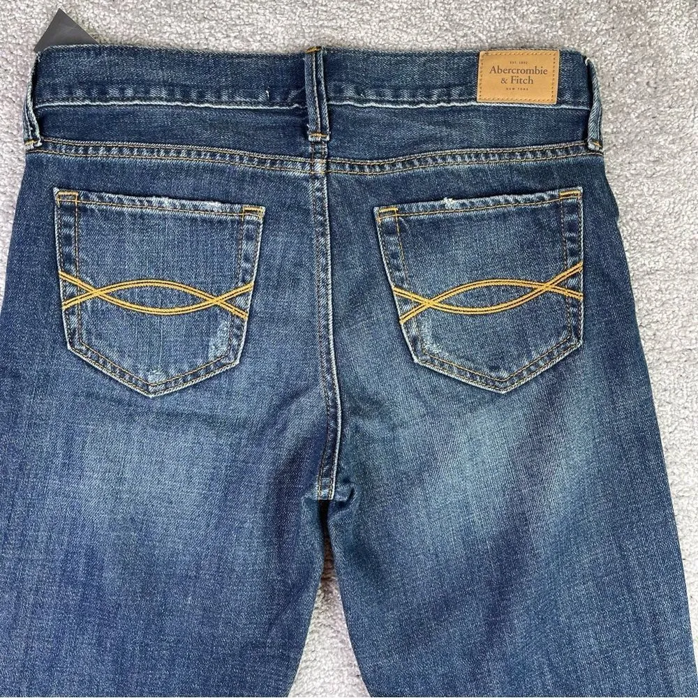 Abercrombie & Fitch Jeans Women's 24 Blue Boyfriend Straight Relaxed Dark Denim - Image 5