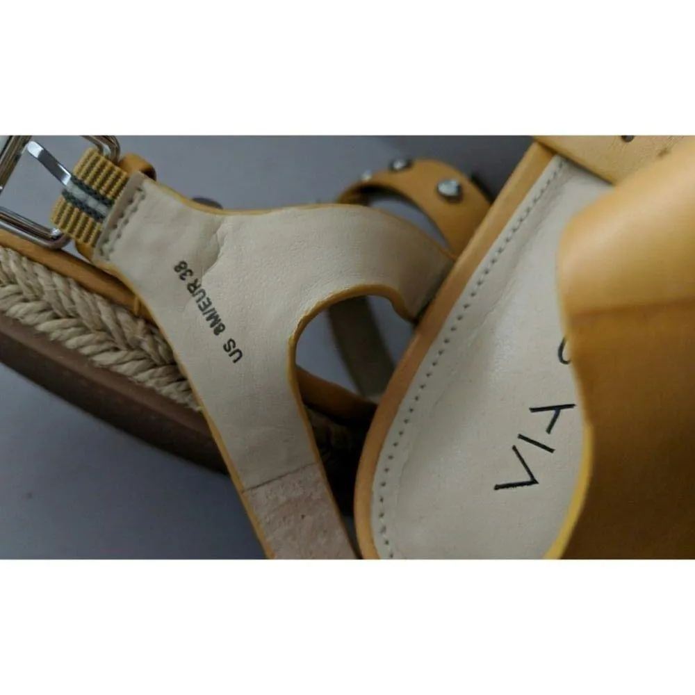 Via Spiga Indya Studded Wedge Sandal Open Toe Adjustable 8M New - Image 6