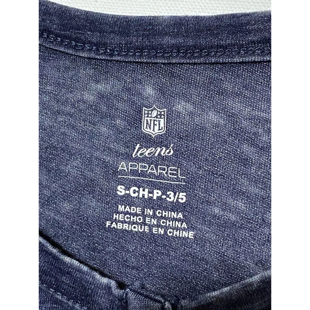 Chicago Bears NFL Teens Apparel Henley Raglan T Shirt Juniors Small 3-5 Stretch - Image 4