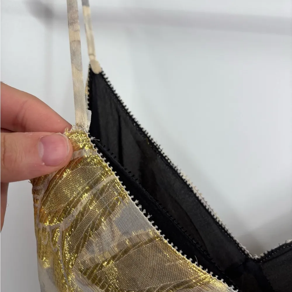 Vera wang lavender label silk boho coquette metallic floral evening dress xs 0 - Image 11