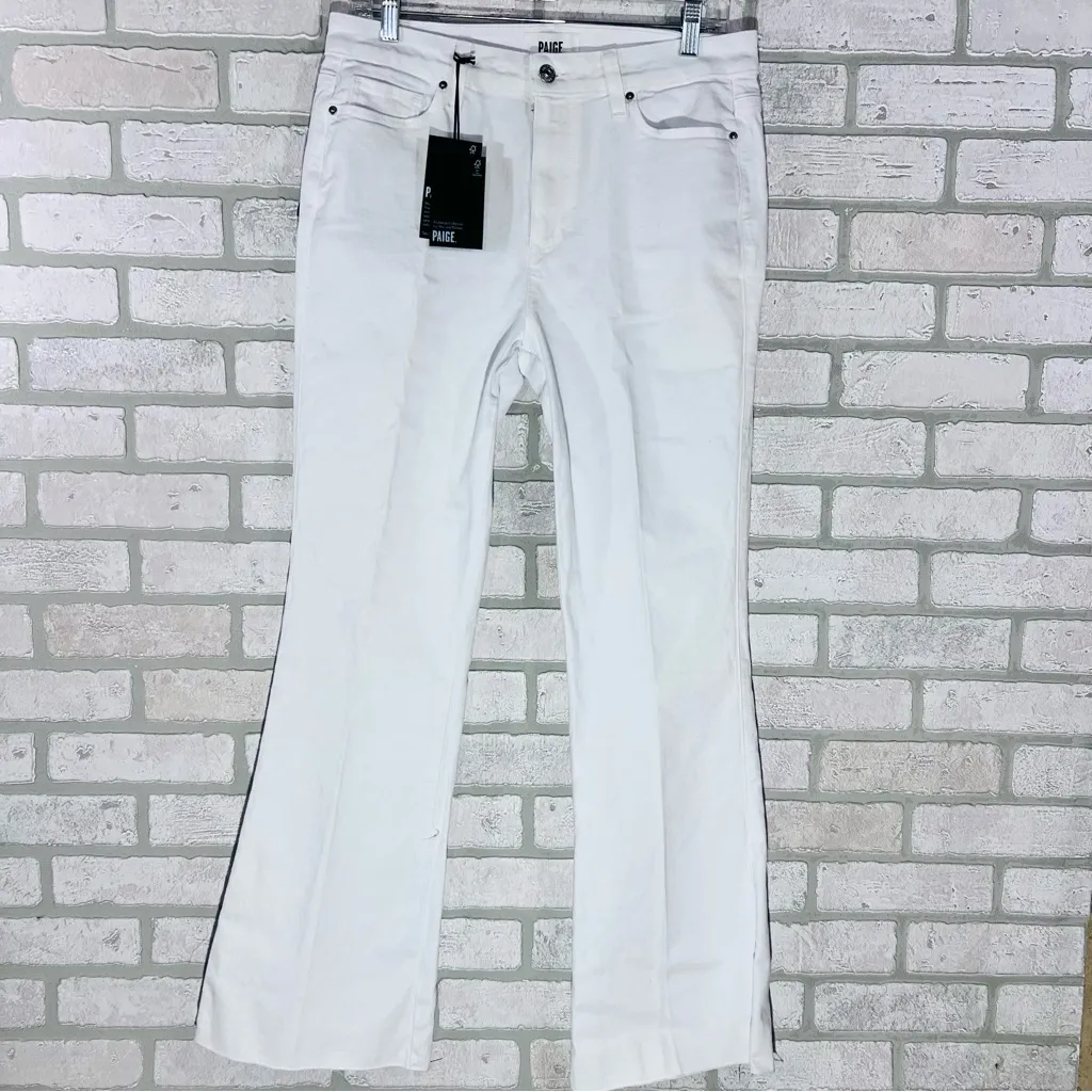 Paige NWT High Rise Laurel Canyon Boot Raw Hem Jeans in Crisp White Size 30 - Image 5