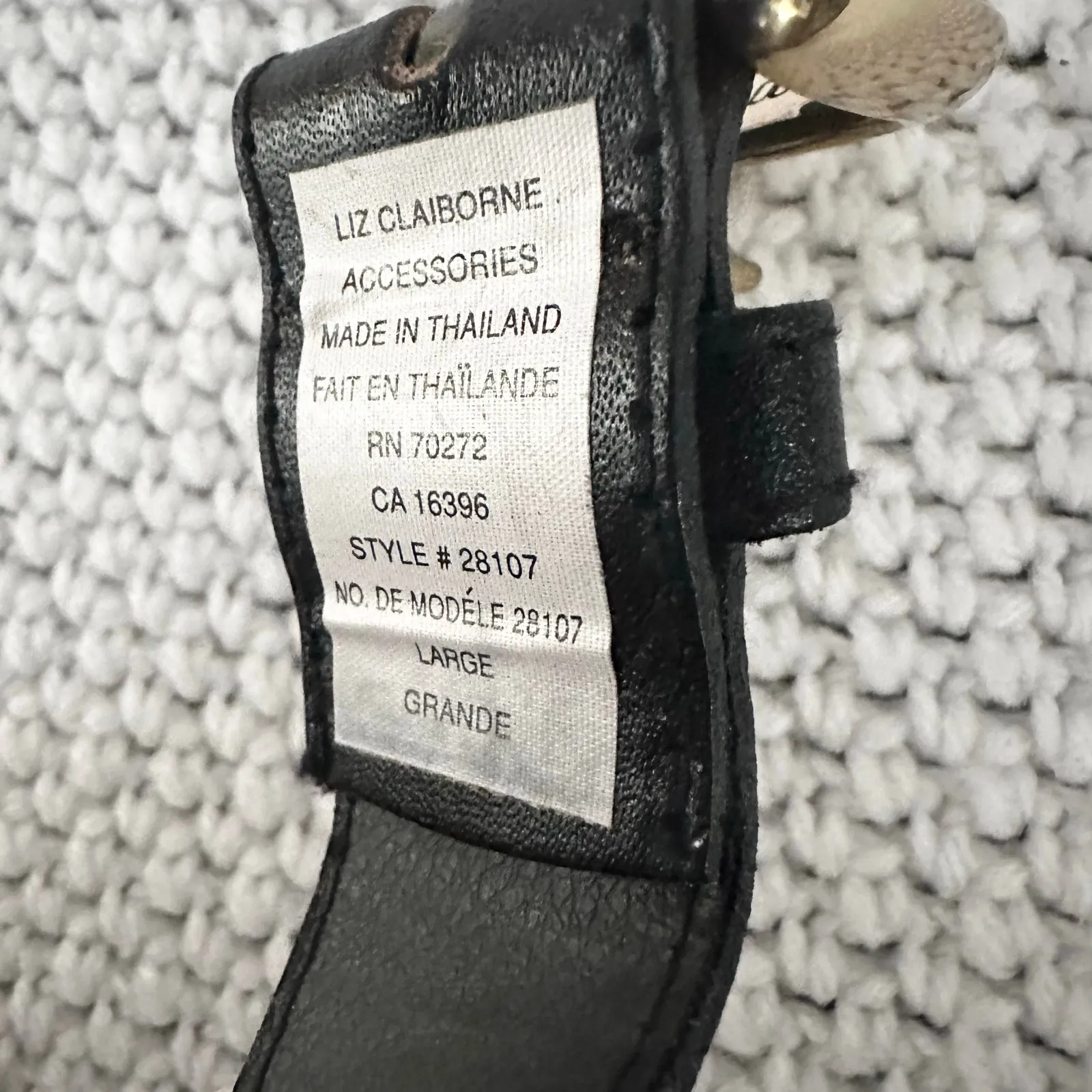 Liz Claiborne Vintage Deadstock Slim Black Leather Belt Starburst Floral New Lrg - Image 3