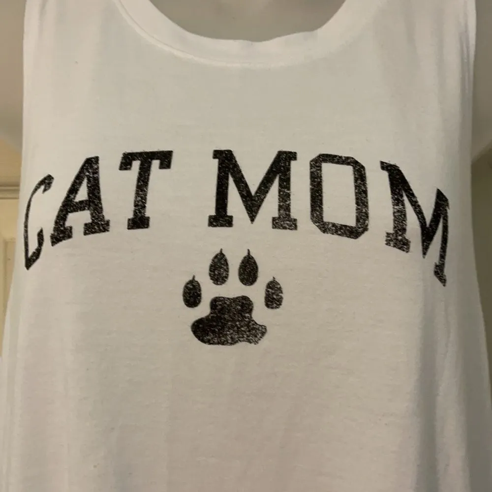 Modern Lux White "Cat Mom" Tank Top Large - Image 6