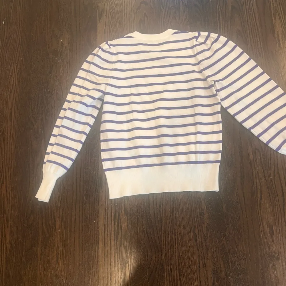 Striped Purple and White Women's Crew Neck Sweater Size M - Image 6