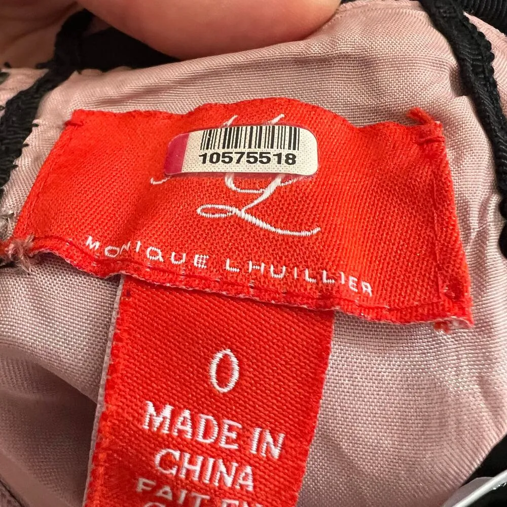 ML Monique Lhuillier Multi Floral Jacquard maxi dress Gown size 0 C10 Black - Image 9