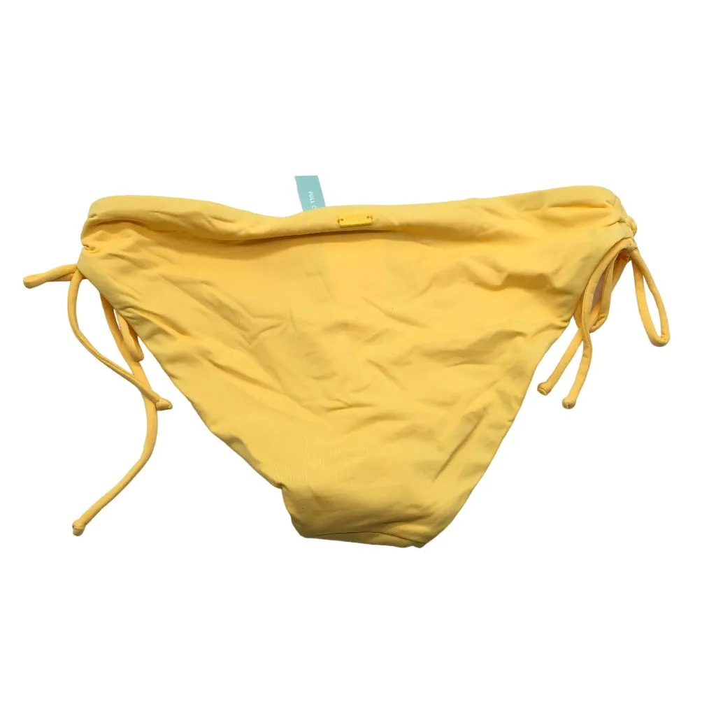 Roxy Beach Classics Full Bikini Bottom Cinch Tie Mid Rise Yellow XS - Image 5