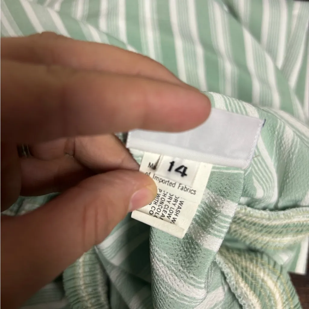 Vintage Russ Skirt Size 14 Made in USA Union Tag Green Stripe Midi Skirt - Image 4