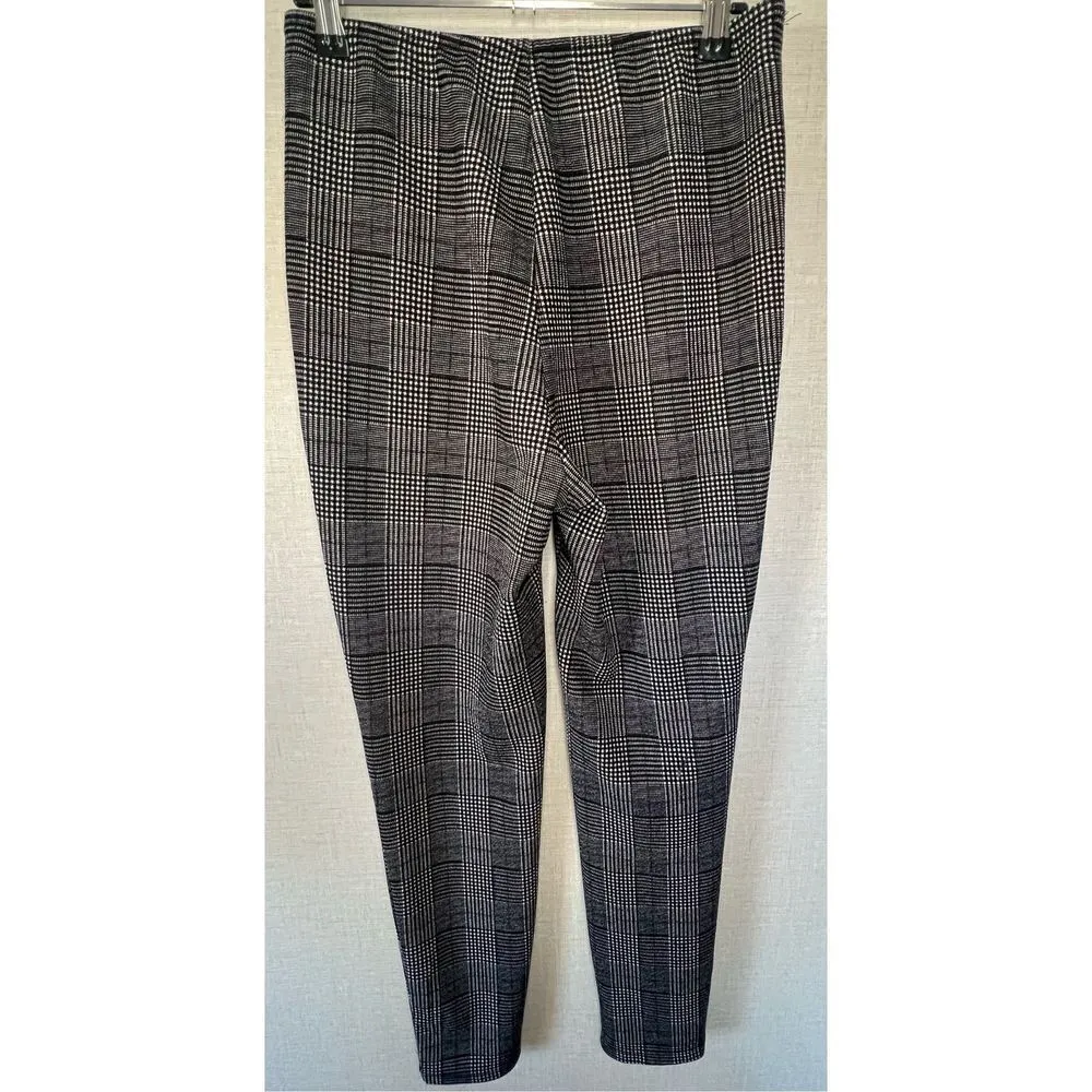 Unbranded Black and White Fitted Stretchy Checkered Leggings Size M - Image 4