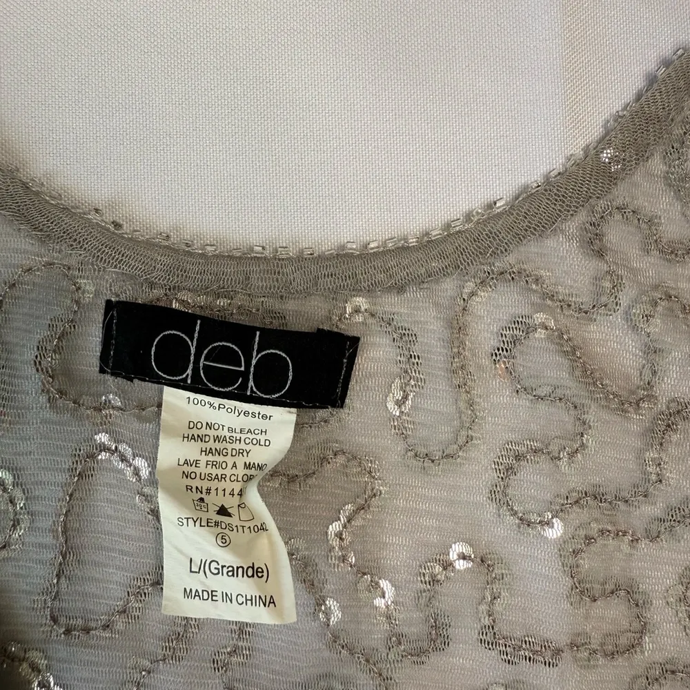 Deb Gray Sequin Crop Tank Top Size L - Image 2