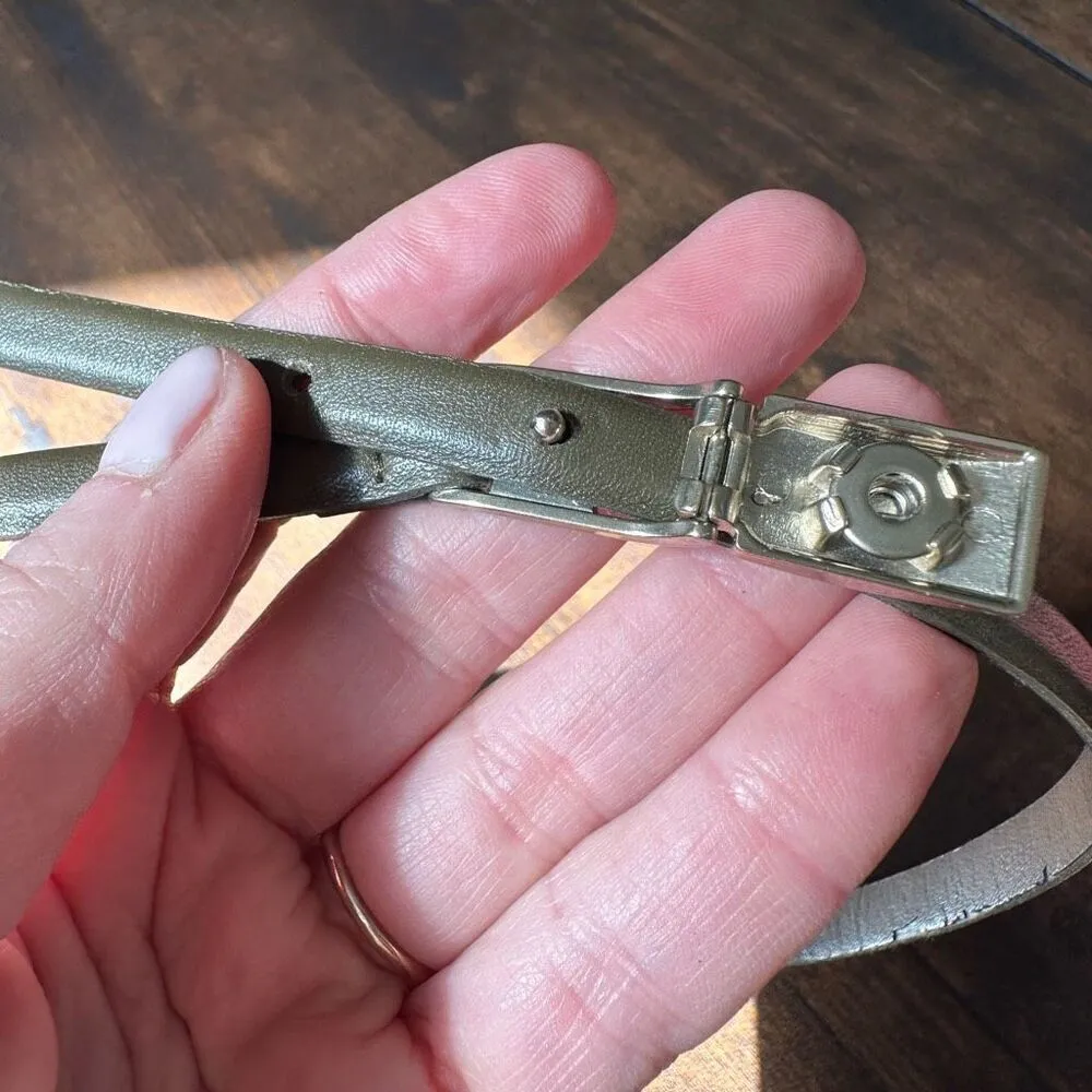 MaxMara Thin Olive Green Leather Belt Size 40‎ - Image 9