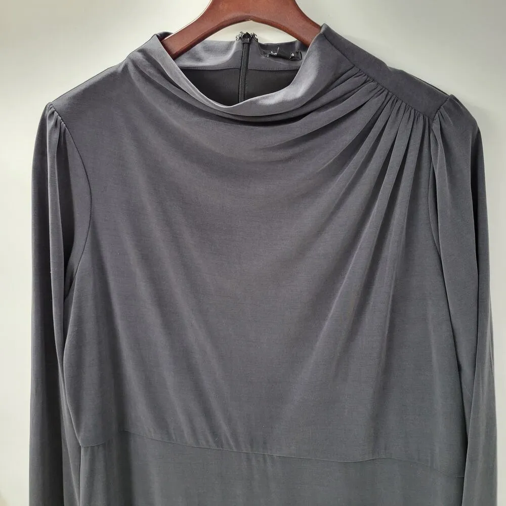 Express Modest Maxi Dress Womens XL Black High Mock Neck Ruched Shoulder New - Image 7