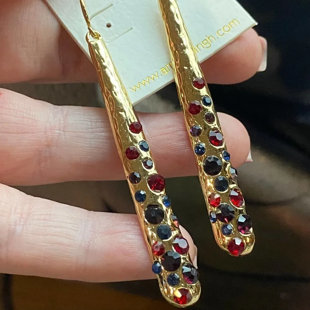 Amrita Singh Austrian Crystal Gold Drop Earrings - Image 6