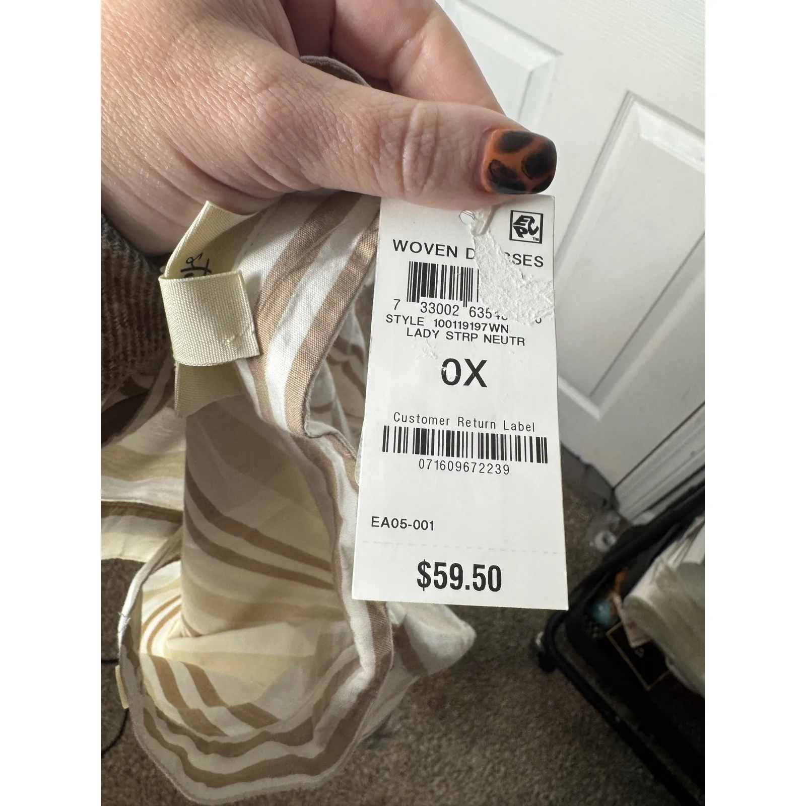 STYLE & CO. NWT Beige/Tan Striped‎ Shirt Dress Size 0X - Image 5