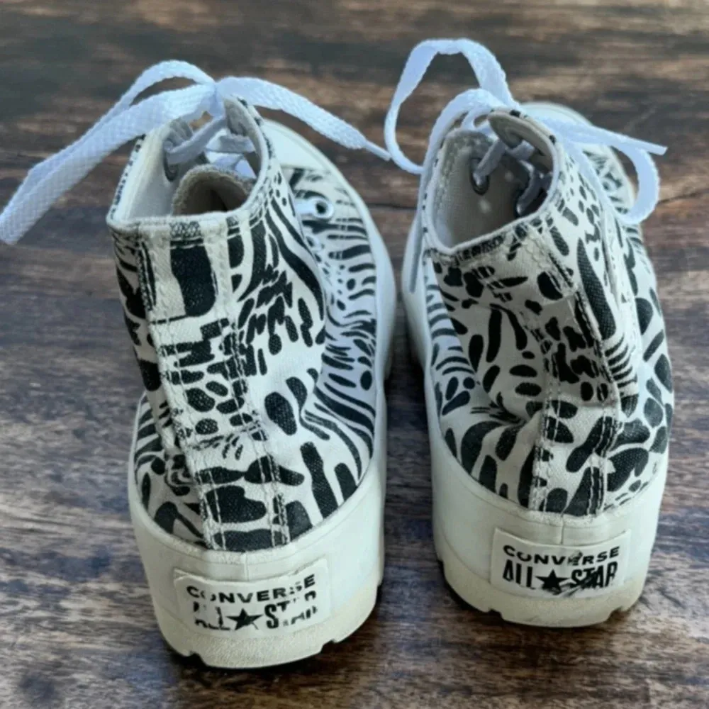 Platform converse stacked lugged zebra print high tops size women’s 7 - Image 2
