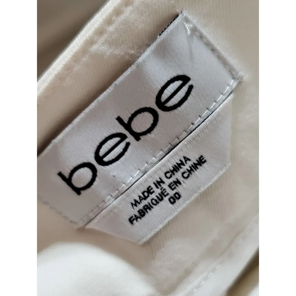 Bebe Women's Beige Solid Cotton Casual Straight Leg Flat Front Capri Size 00 - Image 7