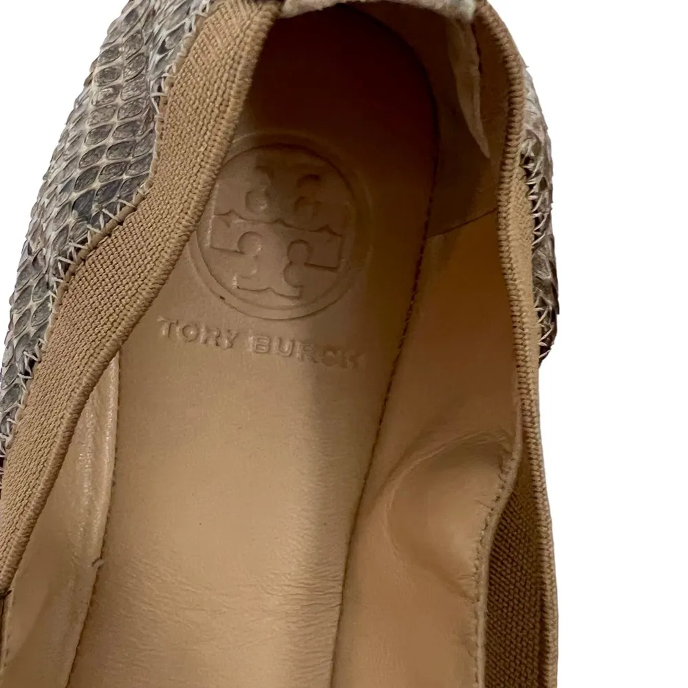 Tory Burch  Lisa Cap-Toe Flats Ballet Scrunch Shoes Reptile Skin Women's Size 9.5 - Image 6