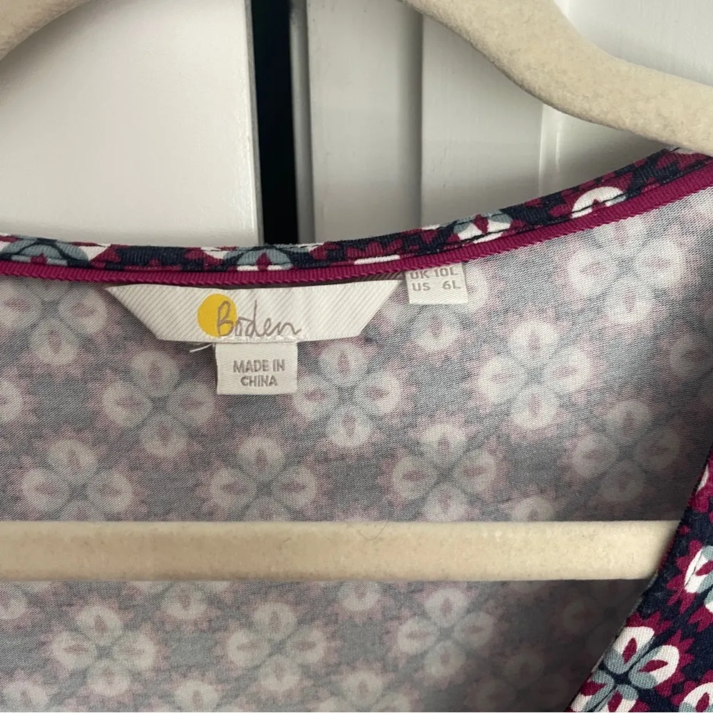 Boden Floral Sabina Jersey Tunic Navy Vibrant Plum Bud Tile Dress Blue Size 6 - Image 2