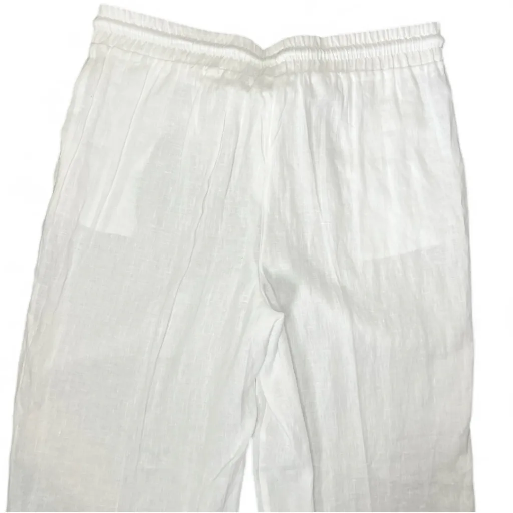 Cubavera women’s wide leg white linen pants drawstring coastal vacation neutral Size L - Image 5