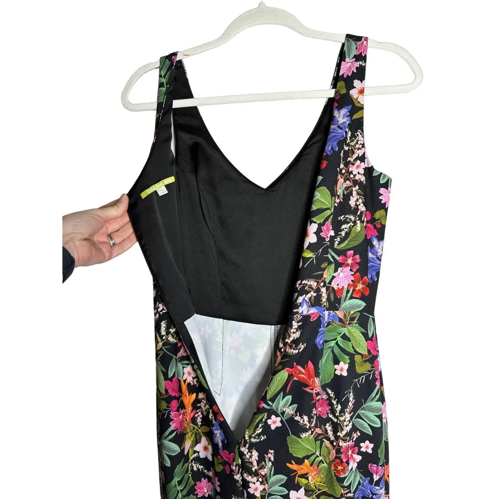 Gianni Bini Sophia Floral Print Cropped Flared Jumpsuit Size 0 Sleeveless Black - Image 6