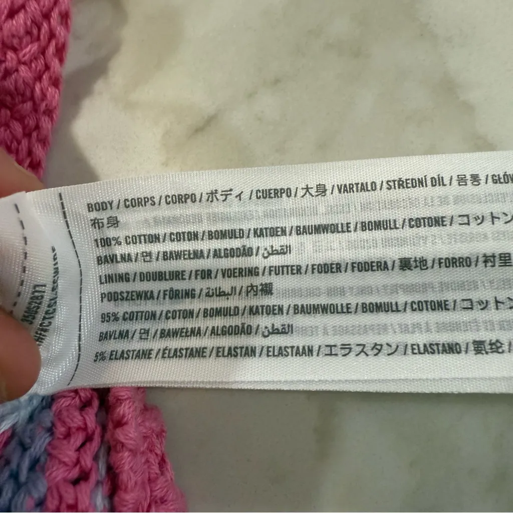 Hollister Crochet Striped Knit Crop Top Women’s Large Pink/Purple Boho Vacation - Image 6