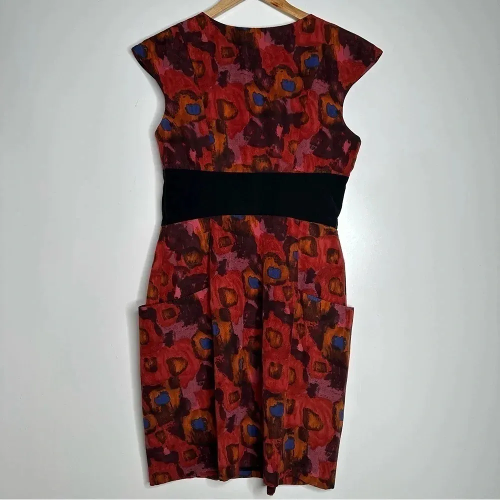 Frock Tracy Reece Watercolor Print Silk Blend Cap Sleeve Dress Size 8 - Image 7