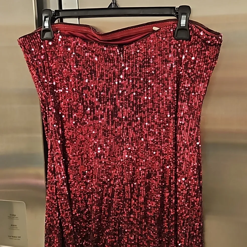 💕TRINA TURK💕 Stella Strapless Sheath Dress Festive Fuchsia Plum Sequin 10 NWT - Image 13