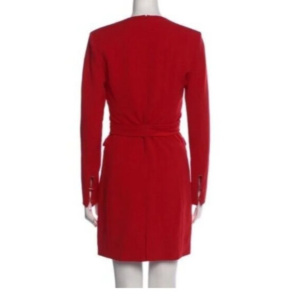 NWT $895 Jonathan Simkhai Red Wrap Metal Long Sleeve Sheath Dress Size 2 - Image 9