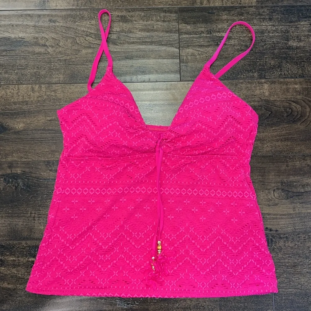 NWOT Saltwater Sands Over-The-Shoulder Tankini Top - Magenta - Image 2