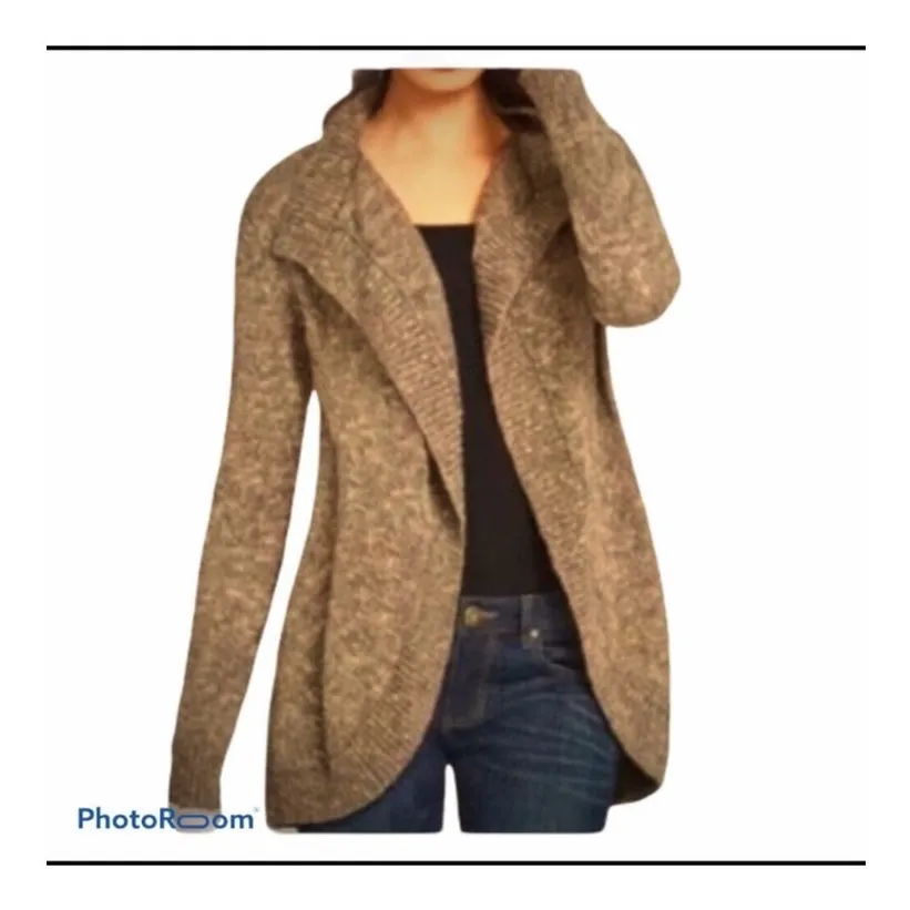 CAbi 880 Swear by Sweater Chunky Open Cardigan XS Marble Brown Tan - Image 10