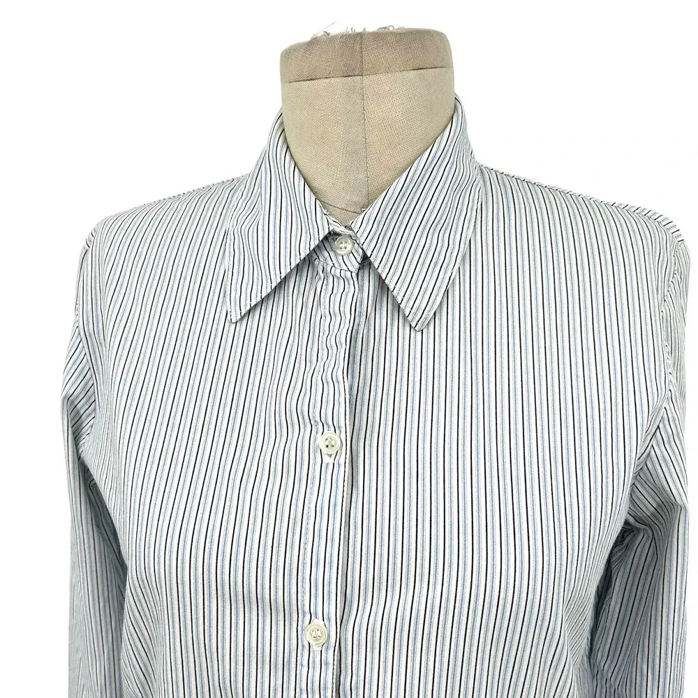 James Perse Blue White Pinstripe Button Down Top Size 2‎ / Medium - Image 2