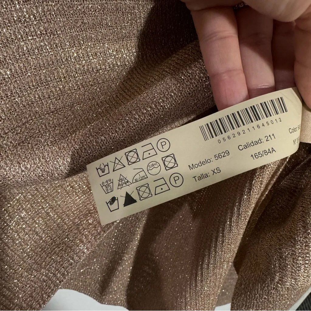 NWT Massimo Dutti Pullover Sweater Gold Metallic Long Sleeve Women 5629 Size XS - Image 6