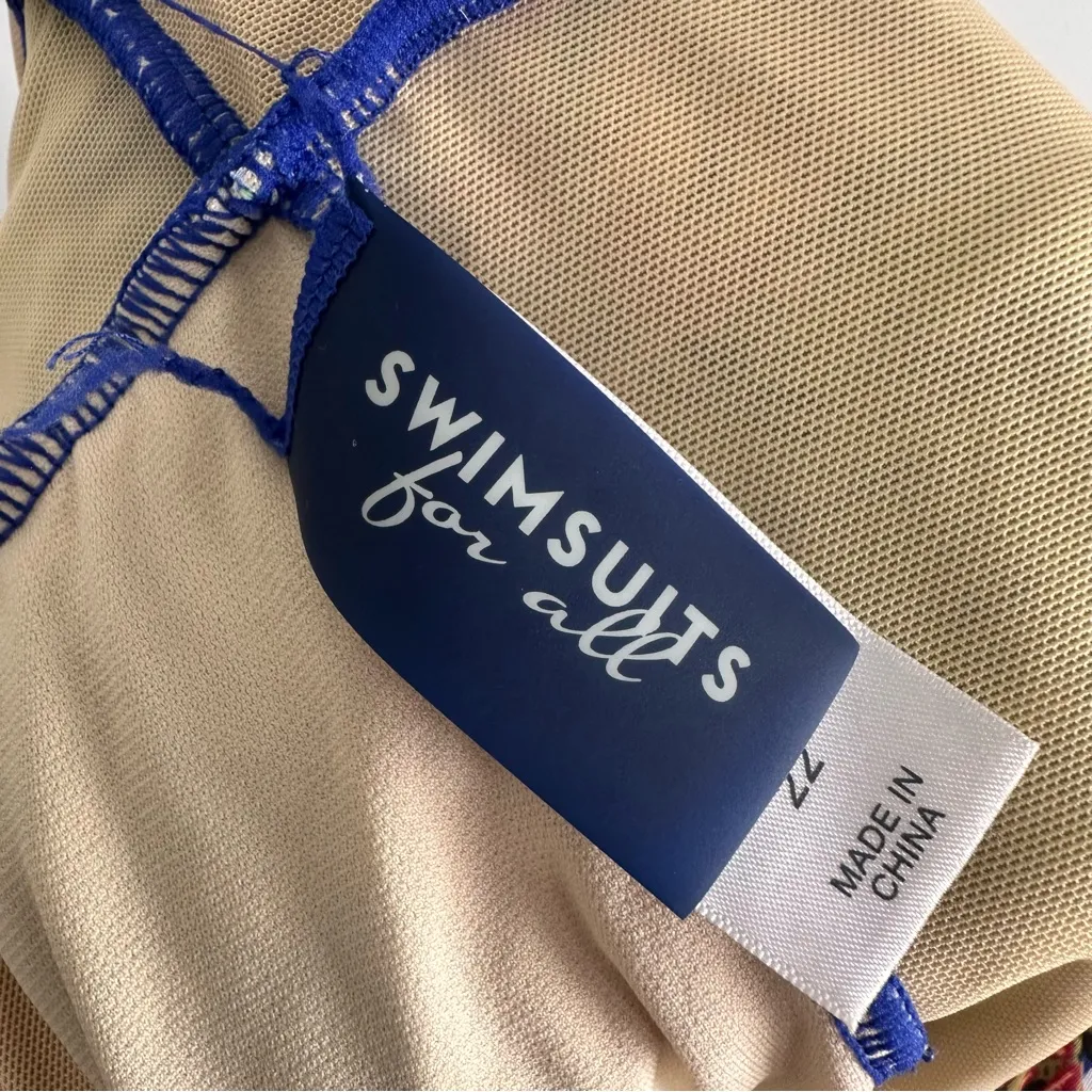 Swimsuits For All Tropical Tank Dress Plunge Swimsuit Size 22 Plus Vacation Red - Image 2